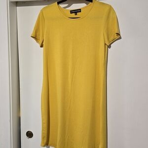 Yellow Short Sleeve Shift Dress